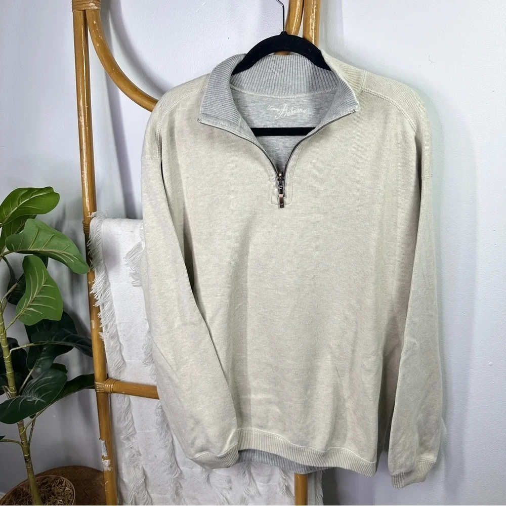 Tommy Bahama Cream Half Zip Pullover sz L